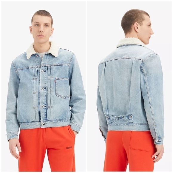 Levi's Men's Type I Sherpa Trucker Jacket Kentucky Blue Medium Wash XXL NWT